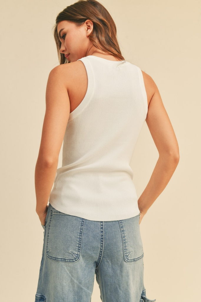 Bella Ribbed Tank Top in White