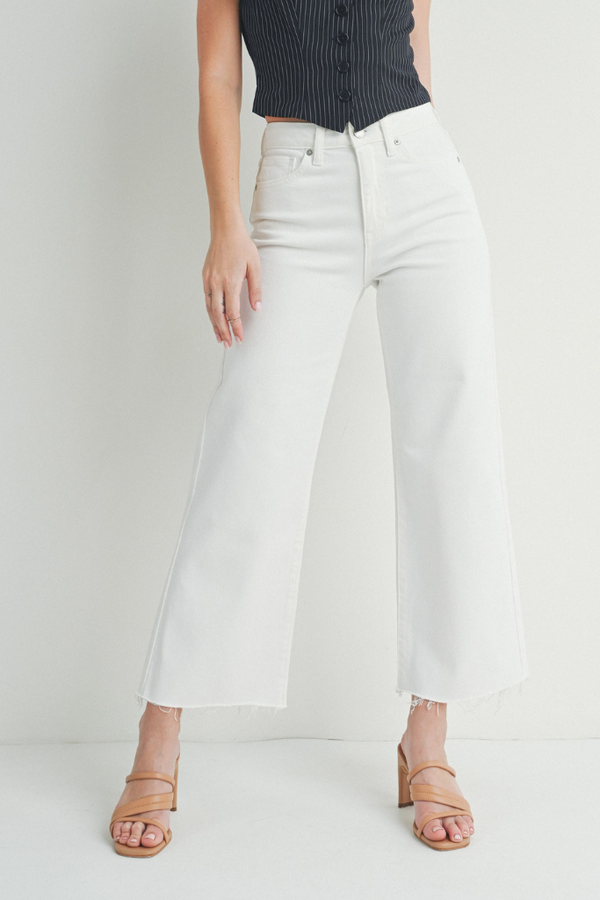 Frankie Slim Wide Leg Ankle Jean in White