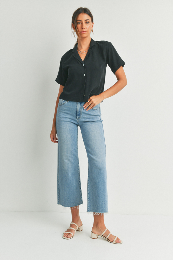 Frankie Slim Wide Leg Ankle Jean in Medium Wash