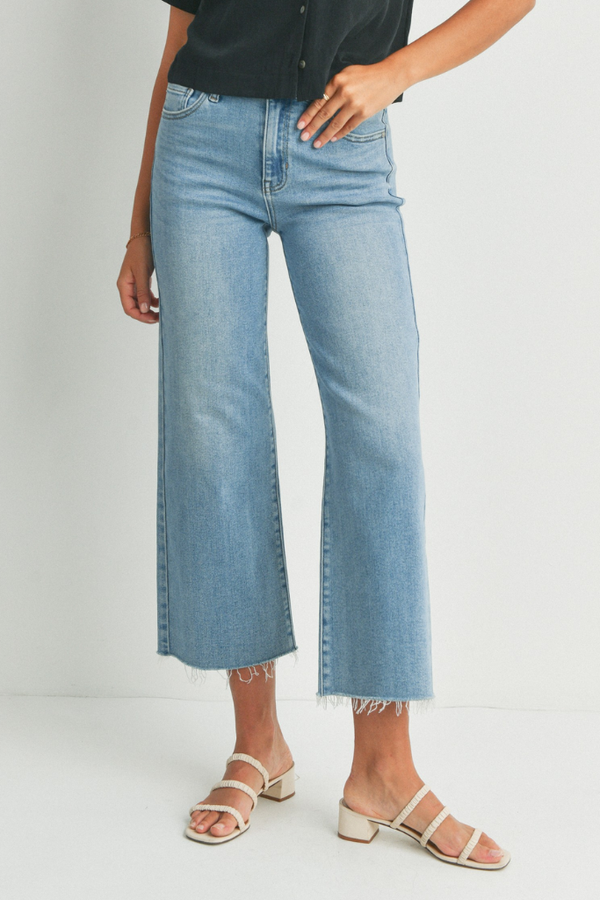 Frankie Slim Wide Leg Ankle Jean in Medium Wash