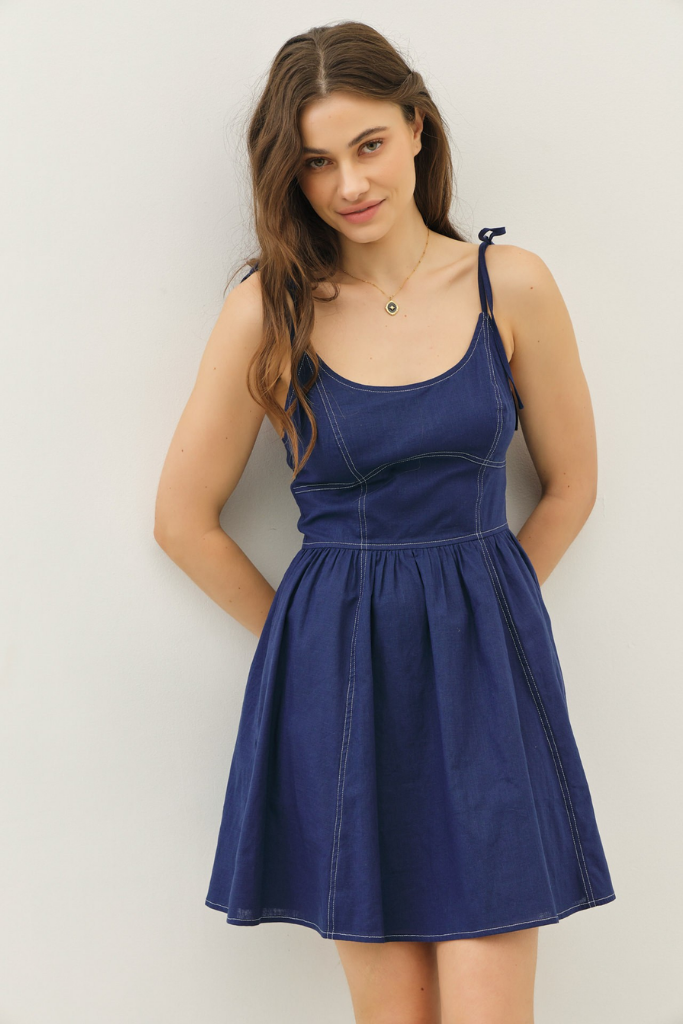 Alexandria Mini Dress in Navy