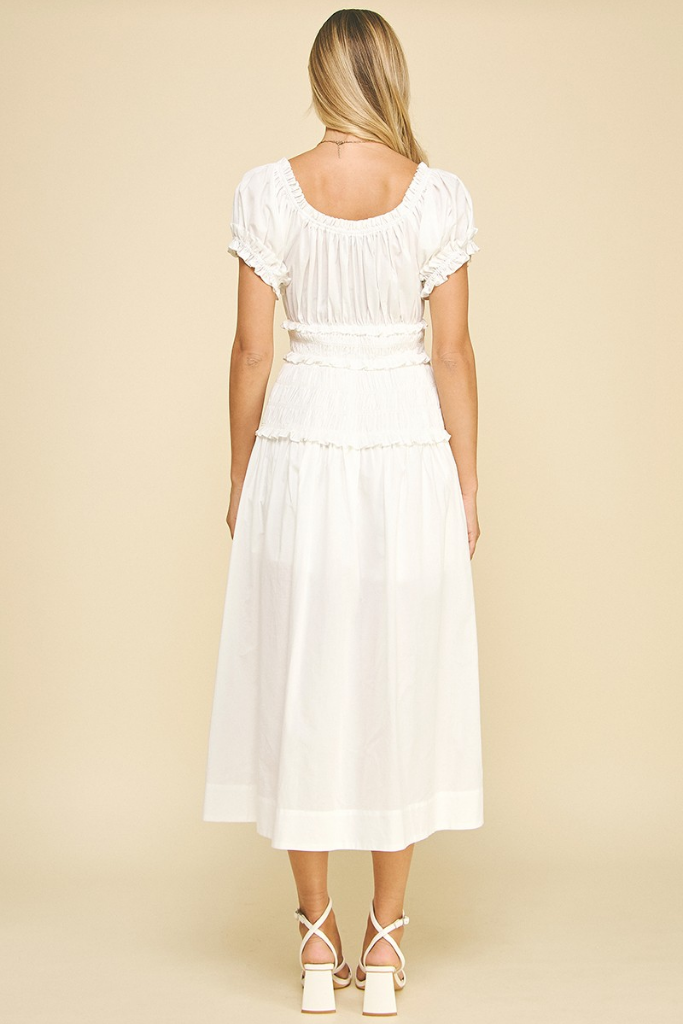 Arianna Smock Puff Sleeve Midi Dress