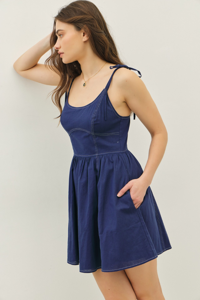 Alexandria Mini Dress in Navy