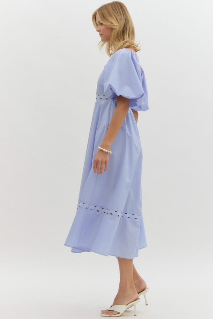 Lana Cut Out Midi Dress in Chambray