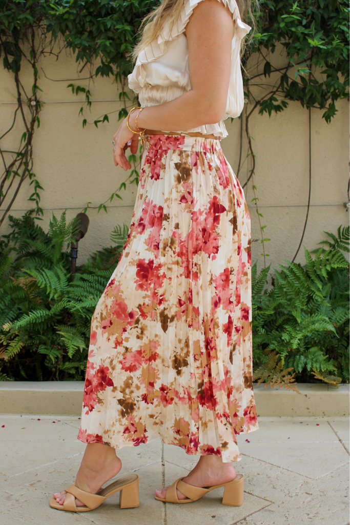 Strawberry Wine Midi Skirt