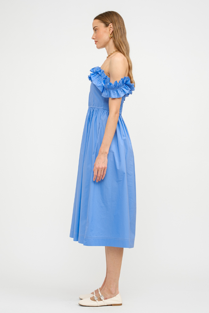 Laura Off The Shoulder Ruffle Midi Dress