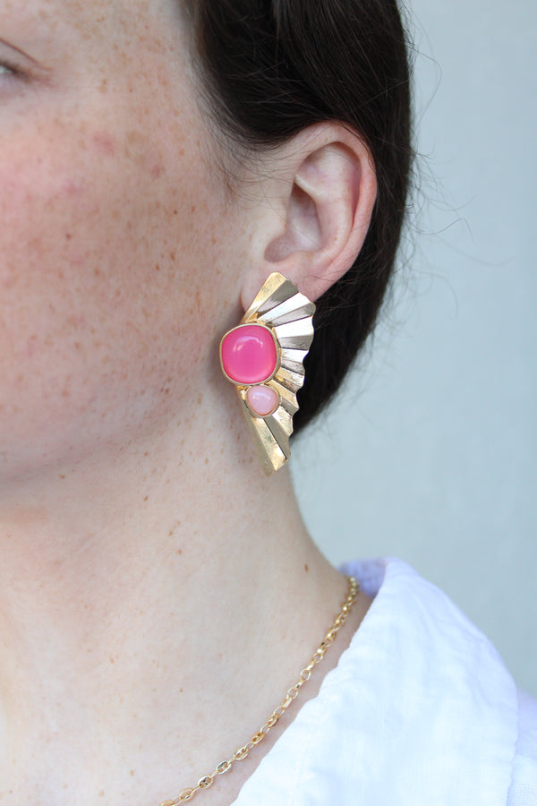 Sunlit Pink Fan Earring