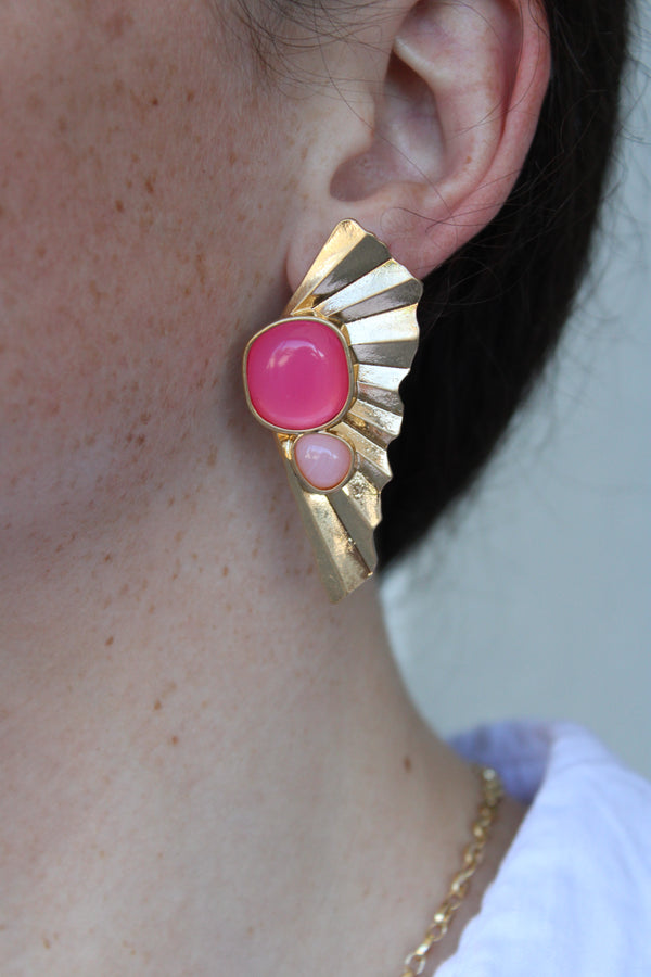 Sunlit Pink Fan Earring