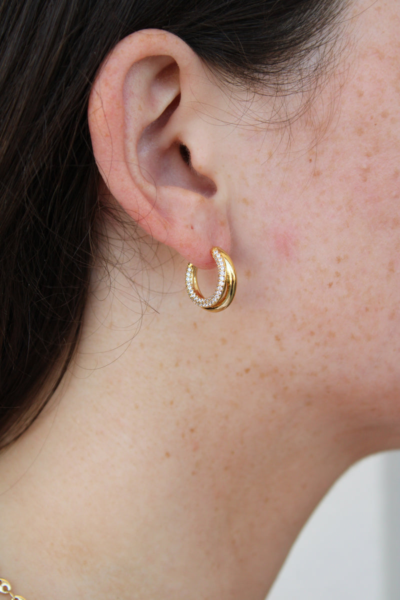 Golden Sparkle Hoop Earring