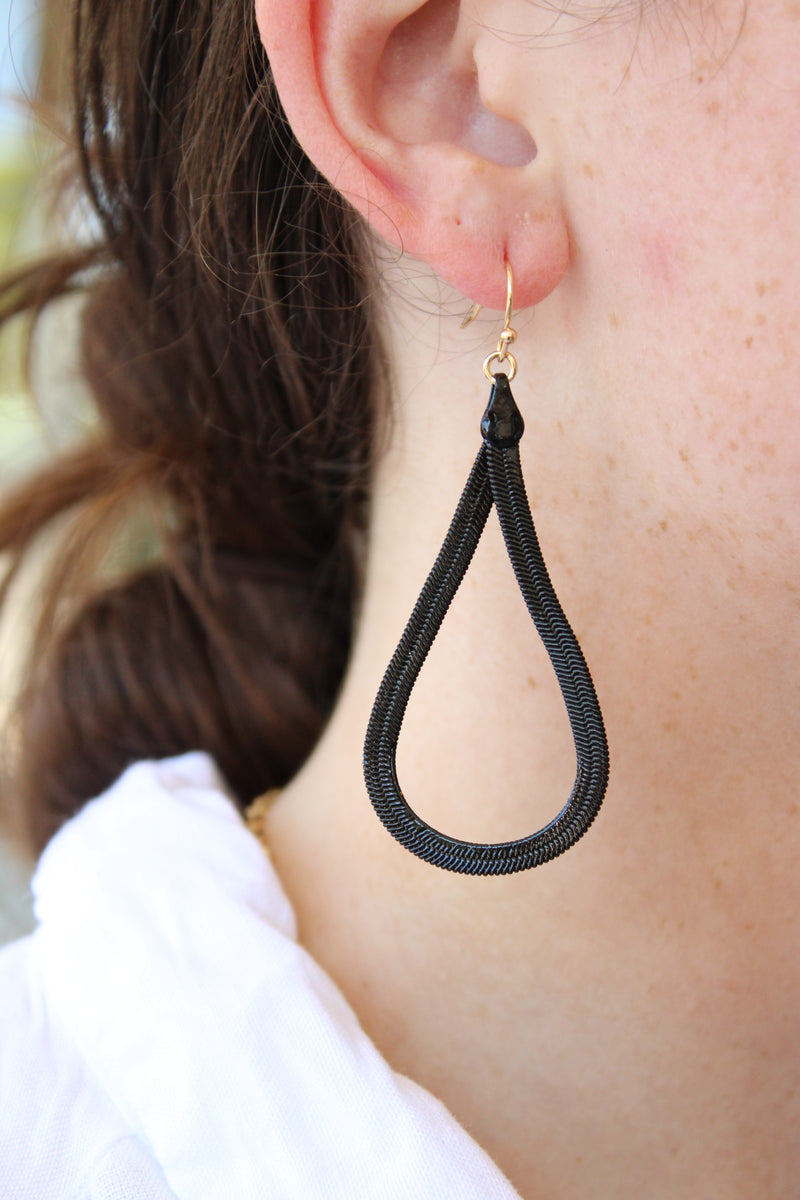 Black Diamond Dangle Earring