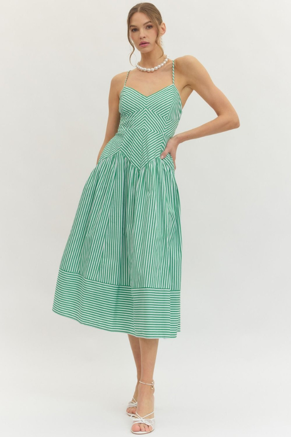 Willow stripe midi dress in green ivy & leo Willow stripe midi dress in green ivy & leo