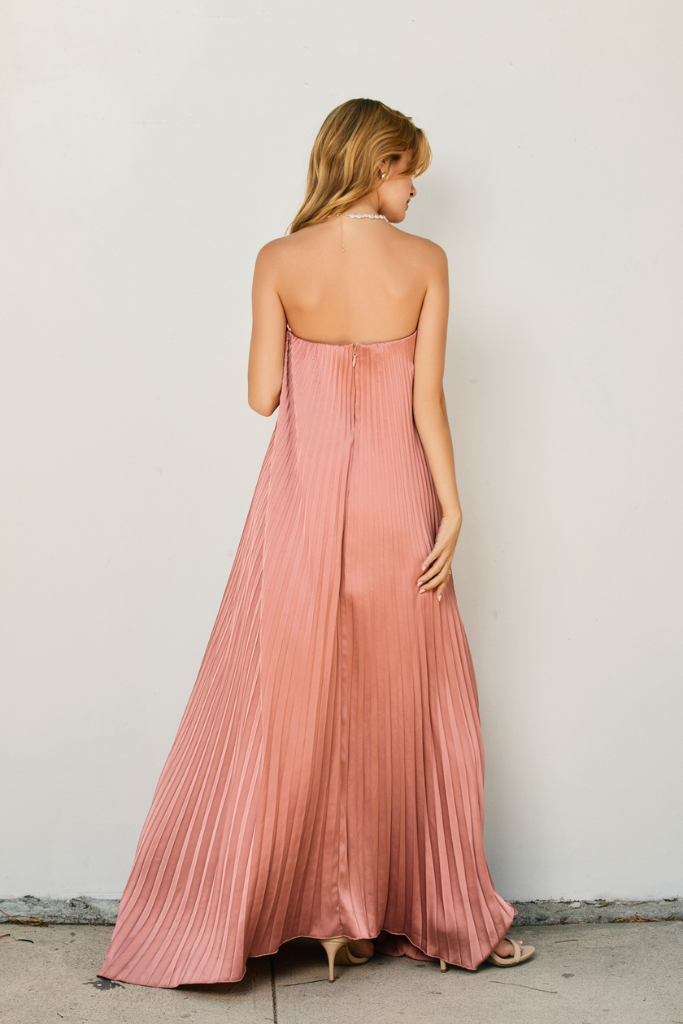 Mia strapless pleated dress