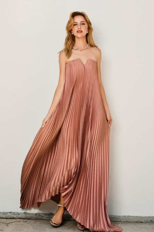 Mia strapless pleated dress