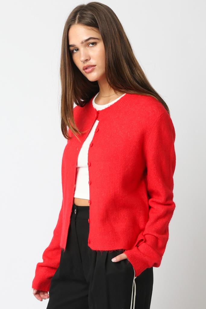 Liza classic cardigan in red