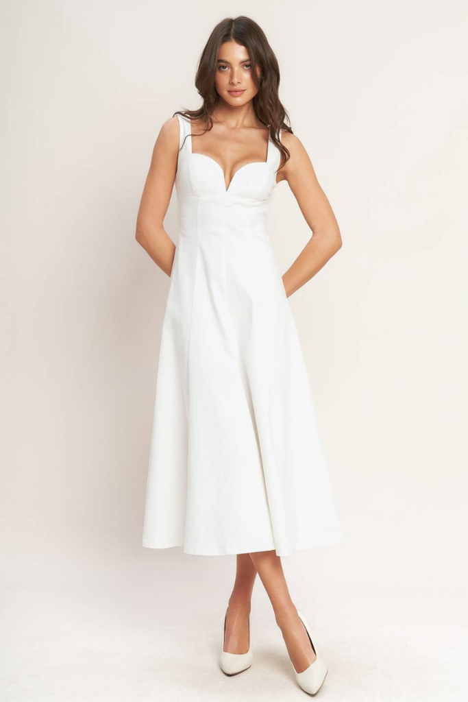 Eva midi dress in white – ivy & leo