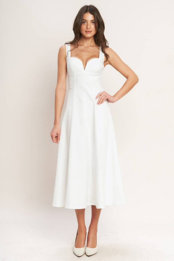 white midi dress fitted High Society Fitted Midi Dress main image 1