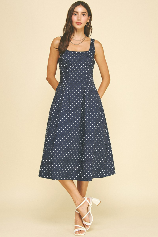 sutton midi dress Sutton dress in navy – ivy & leo
