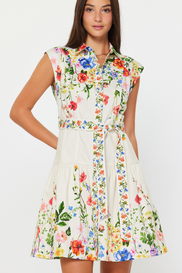 the helena square neck tiered midi dress smocked denim edition Greylin Cream Jayla Embroidery Eyelet Smocked Midi Dress Cream / S main image 1