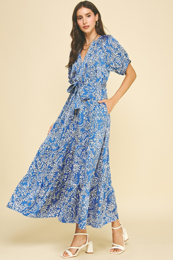 knee length dresses for ladies Leah dress in blue – ivy & leo