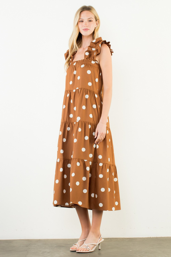 Alix dot midi in brown – ivy & leo