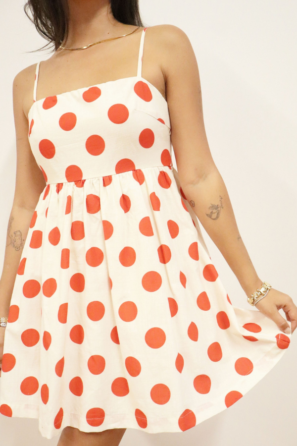strapless open back dress Sola Cowl Polka Dot Mini Dress main image 0