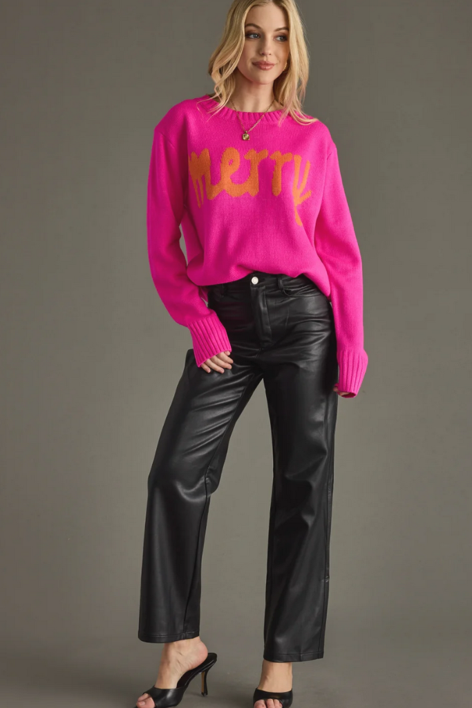 Merry Sweater in Bright Pink