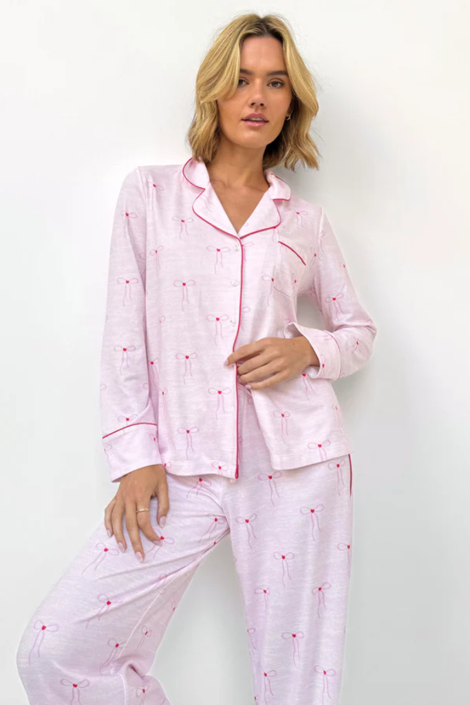 Annie bow PJ top in pink