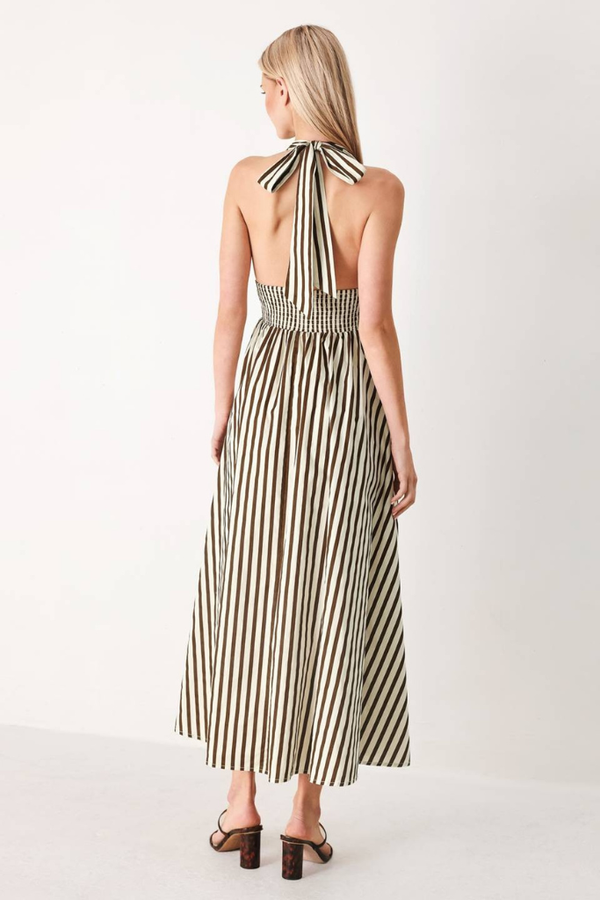 Poppi stripe halter midi dress – ivy & leo