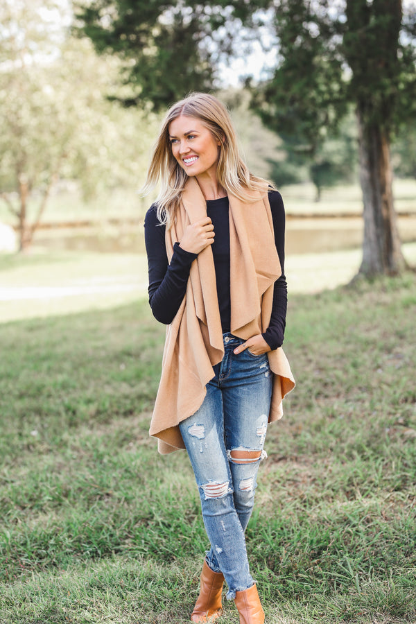 Perfect Shawl Vest in Camel